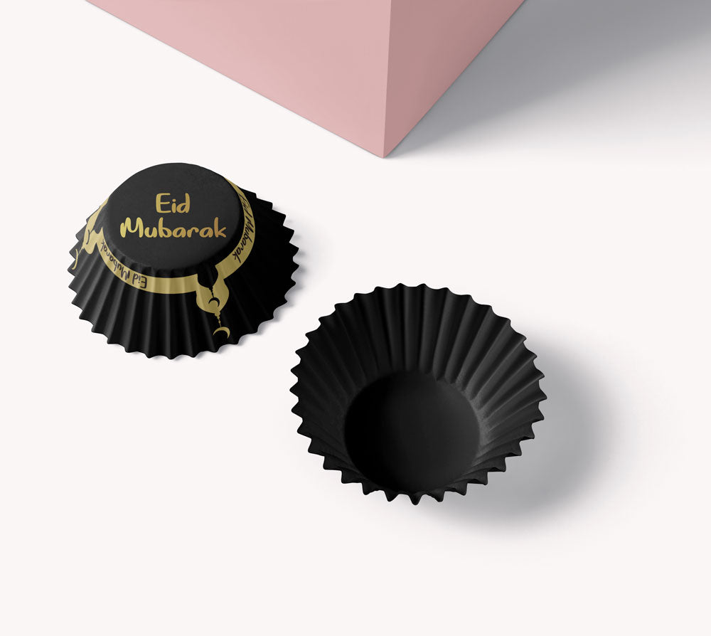 Eid Cupcake Wrappers - Black & Gold Masjid