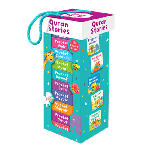 Quran Stories Book Tower - Set of 10 Chunky Board Books - Anafiya Gifts