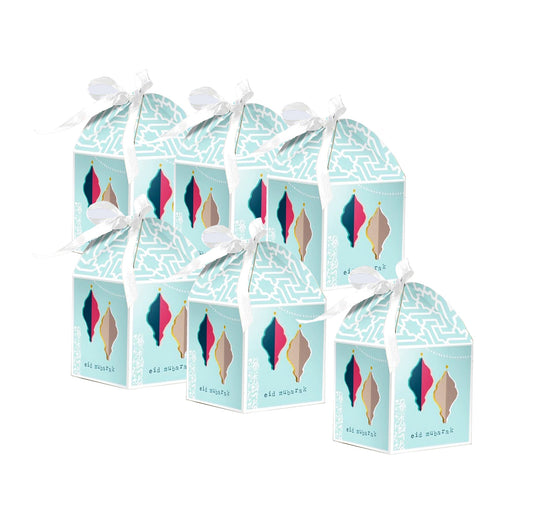 Eid Mubarak Gift Favour Boxes Aqua - 6 Pack