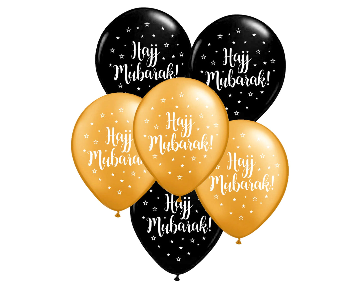 Hajj Mubarak Balloons - Black & Gold