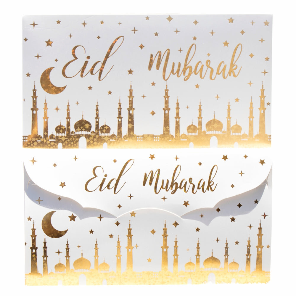 Eid Mubarak Money Envelopes - Gold & White Masjid - Pack of 10