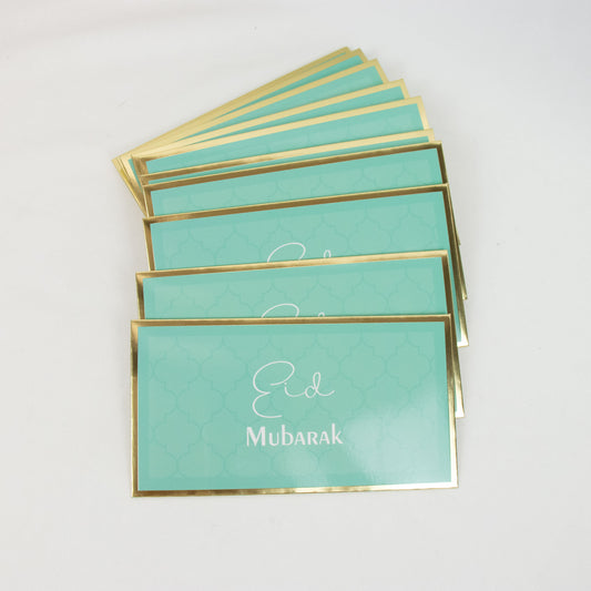 Eid Mubarak Money Envelopes - Green & Gold - Pack of 10