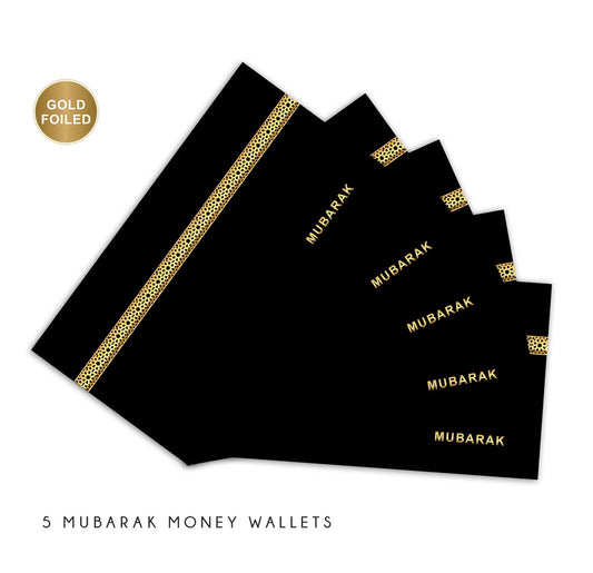 Mubarak Money Wallets Black & Gold - 5 Pack