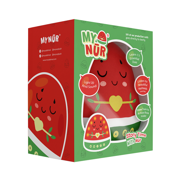 Nūr the Watermelon - Light-Up Interactive Islamic Plushie with Surahs, Duas & More