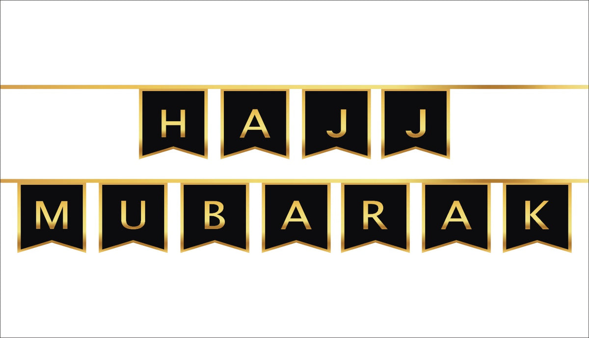 Hajj Mubarak Bunting - Black & Gold Foil