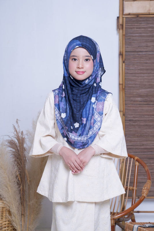 Blue Floral Fiona Kids Hijab