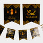 Eid Mubarak Flags - Black & Gold Lanterns - Anafiya Gifts
