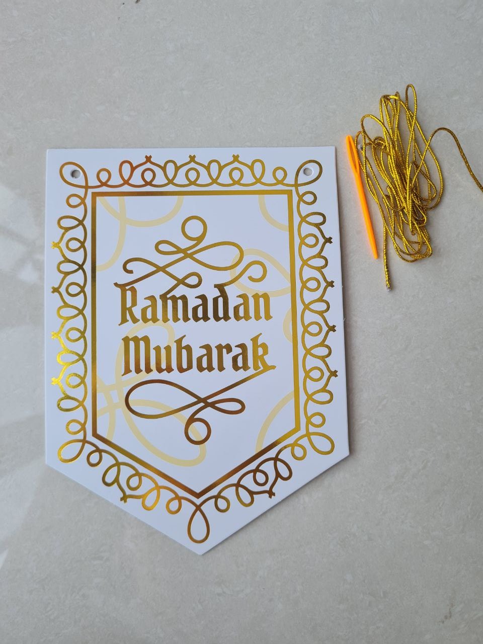 Ramadan Classic White & Gold Banner