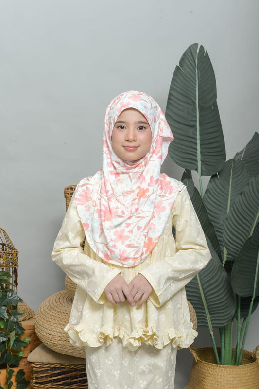 Peach Flowers Kids Hijab