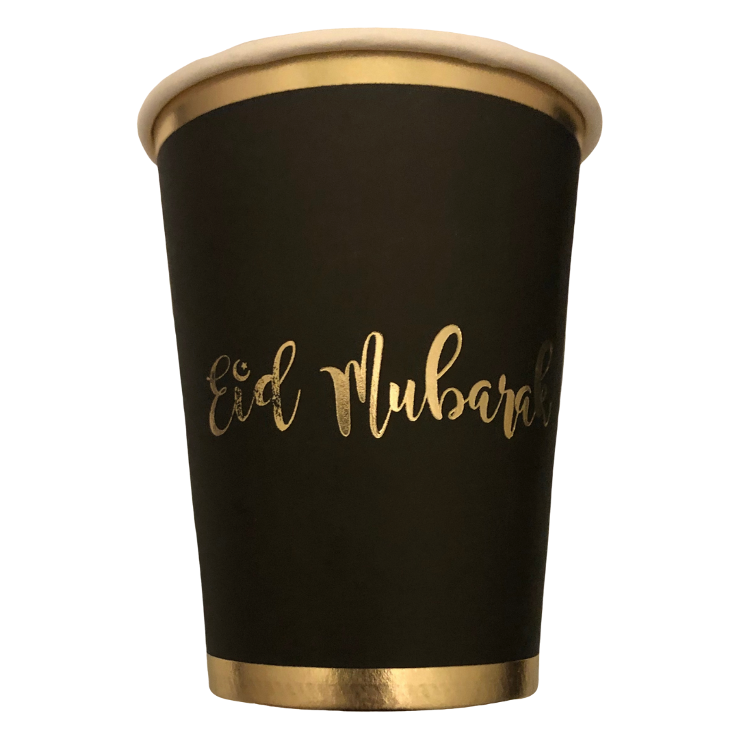 Eid Mubarak Cups - Black and Gold - Anafiya Gifts