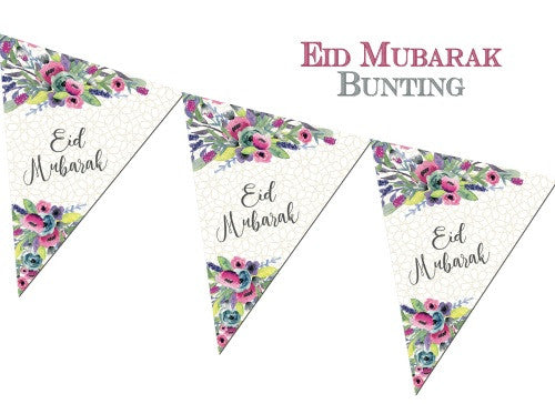 Eid Mubarak Bunting - Flowers - Anafiya Gifts