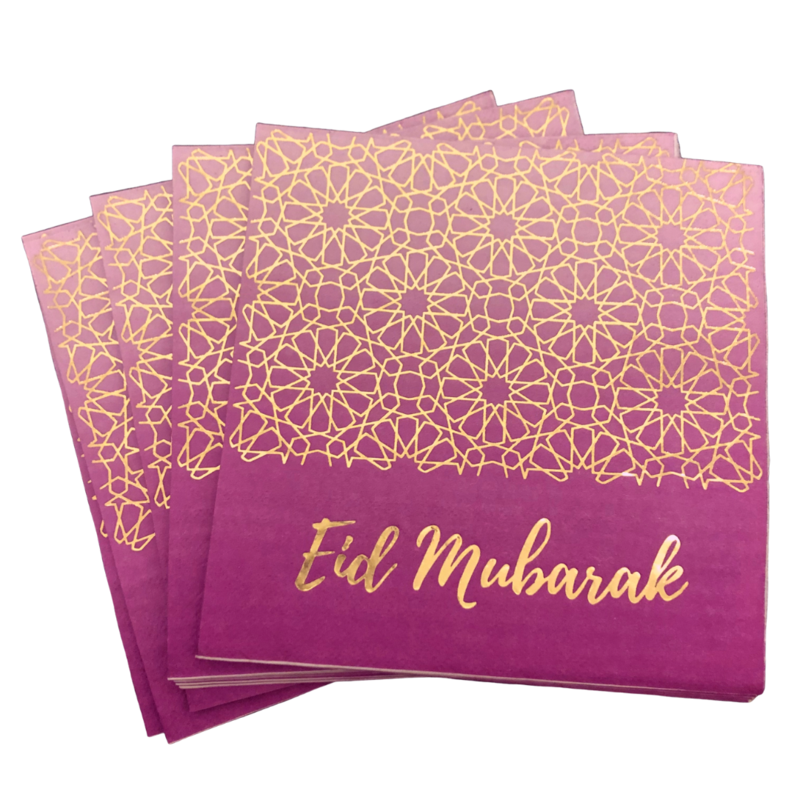Eid Mubarak Napkins - Purple and Gold - Anafiya Gifts