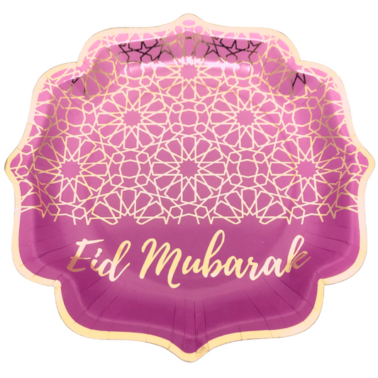 Eid Mubarak Dinner Plates - Purple and Gold - Anafiya Gifts
