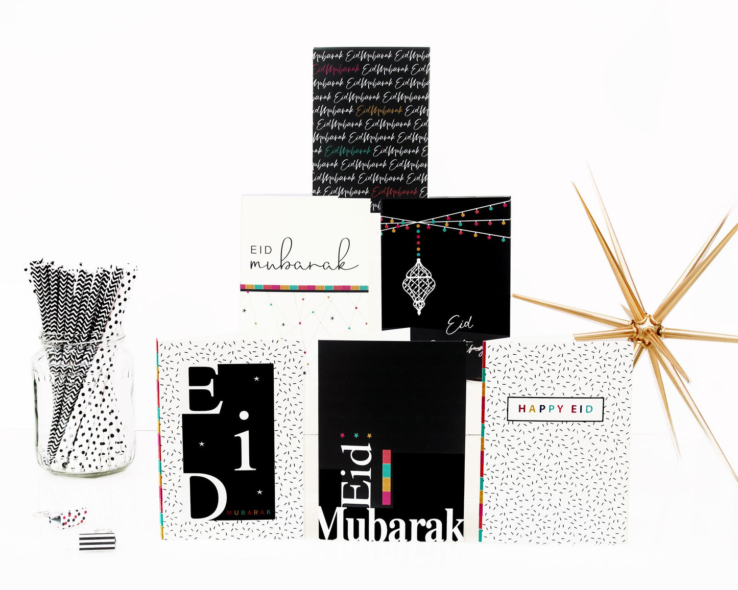 Eid Cards - 6 Pack - Black & White