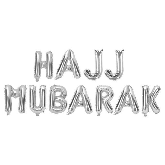 Silver Hajj Mubarak Foil Balloons - Anafiya Gifts