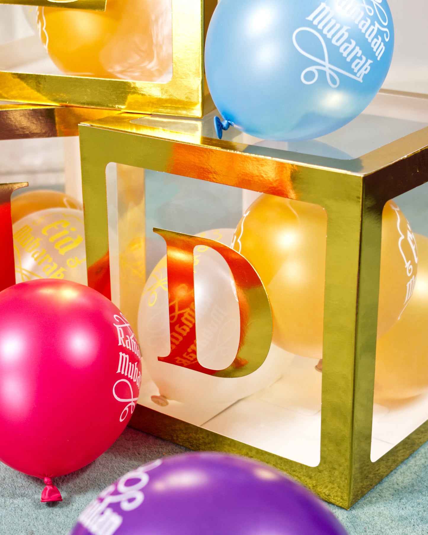 Eid Transparent Balloon Boxes - Gold