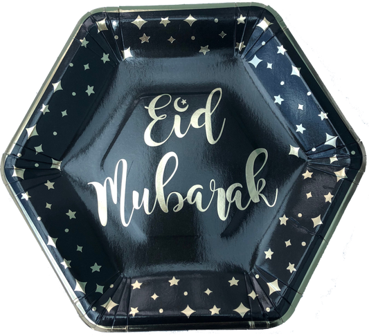 Eid Mubarak Dinner Plates - Black and Gold - Anafiya Gifts