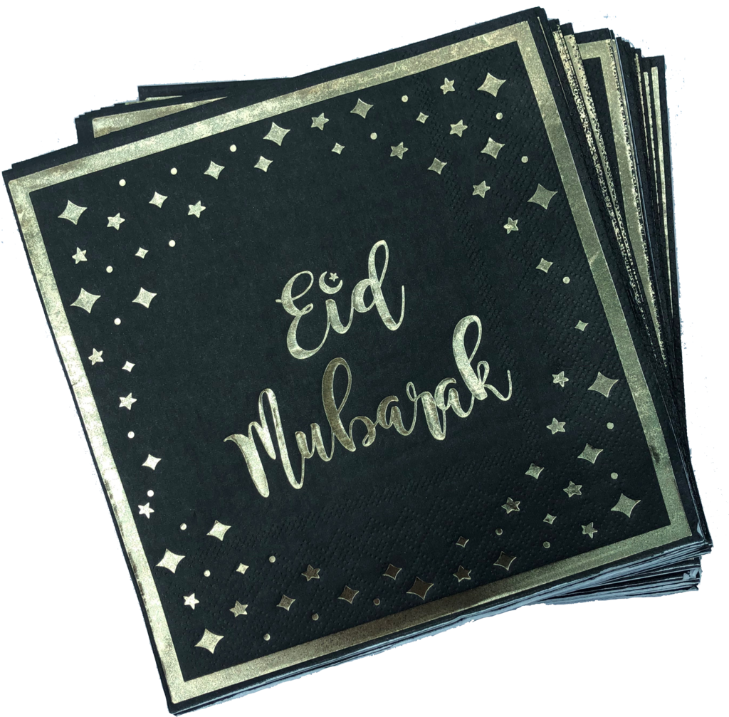 Eid Mubarak Napkins - Black and Gold - Anafiya Gifts