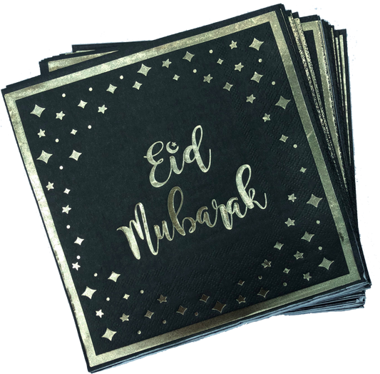 Eid Mubarak Napkins - Black and Gold - Anafiya Gifts