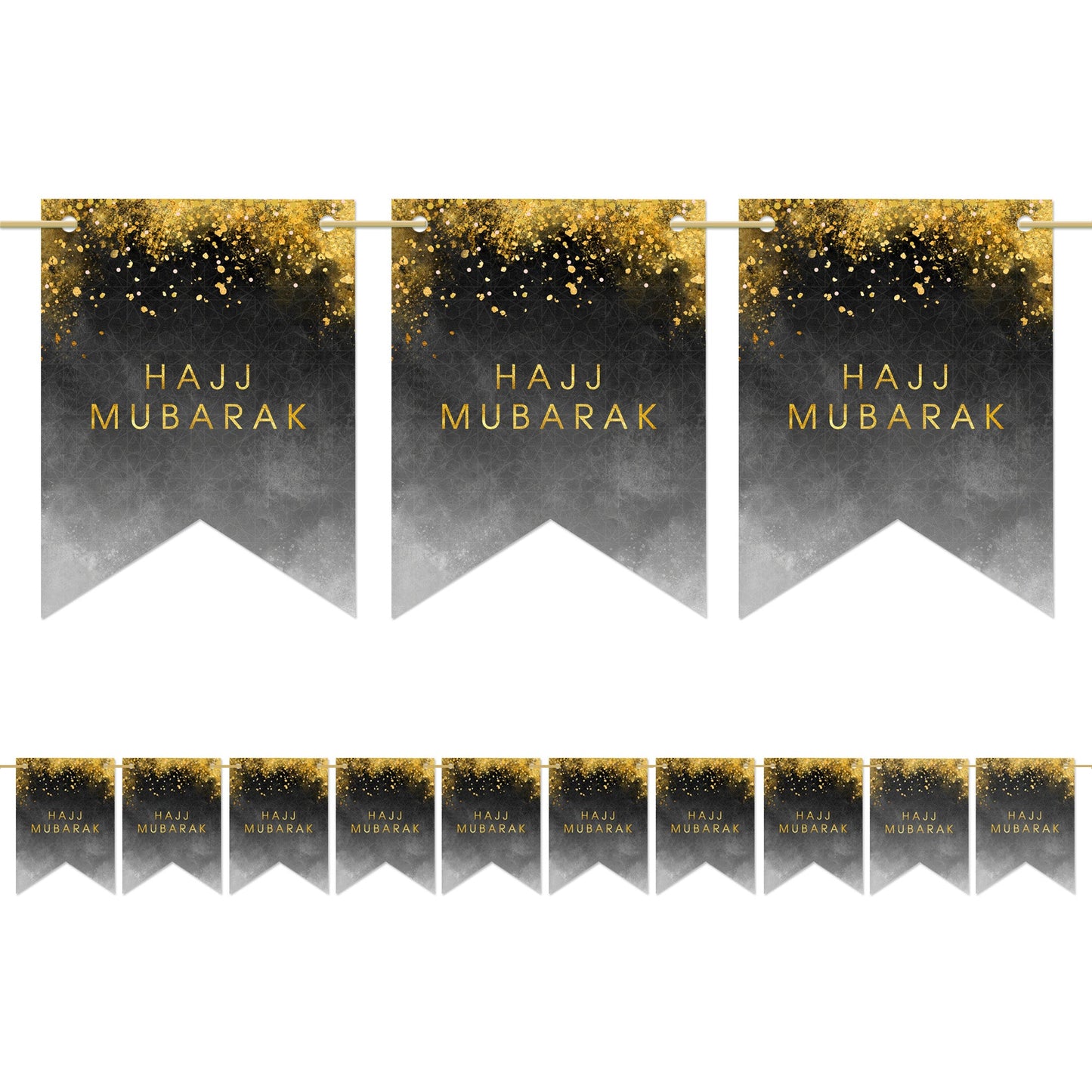 Hajj Mubarak Bunting - Gold Sparkle