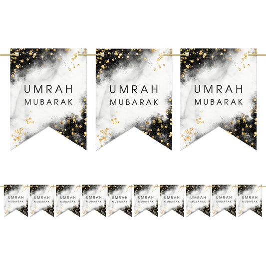 Umrah Mubarak Bunting - Gold Sparkle
