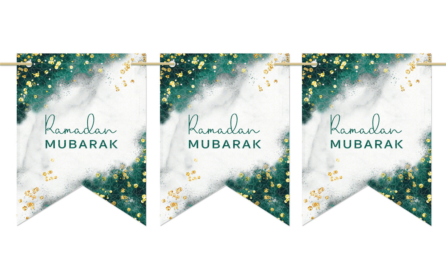 Ramadan Mubarak Bunting - Emerald Green & Gold