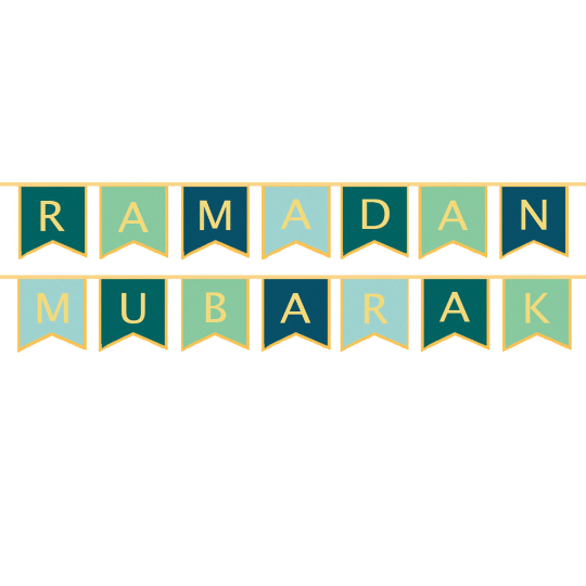 Ramadan Mubarak Letter Bunting - Green & Gold