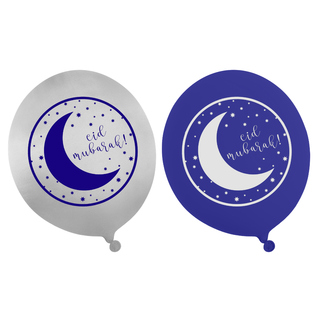 Eid Balloons - Navy and Silver