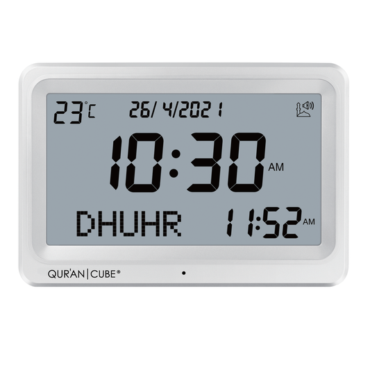 Quran Cube Adhan Clock - White