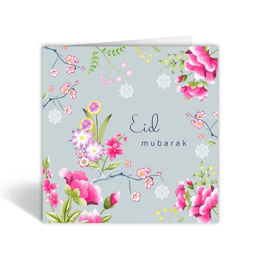 Eid Mubarak Card - Grey Sakura