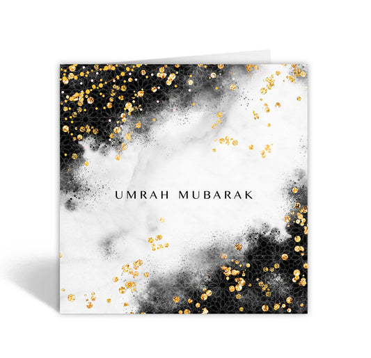 Umrah Mubarak Card - Gold Sparkle