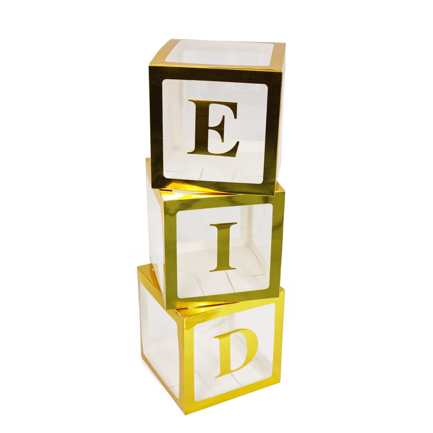 Eid Transparent Balloon Boxes - Gold