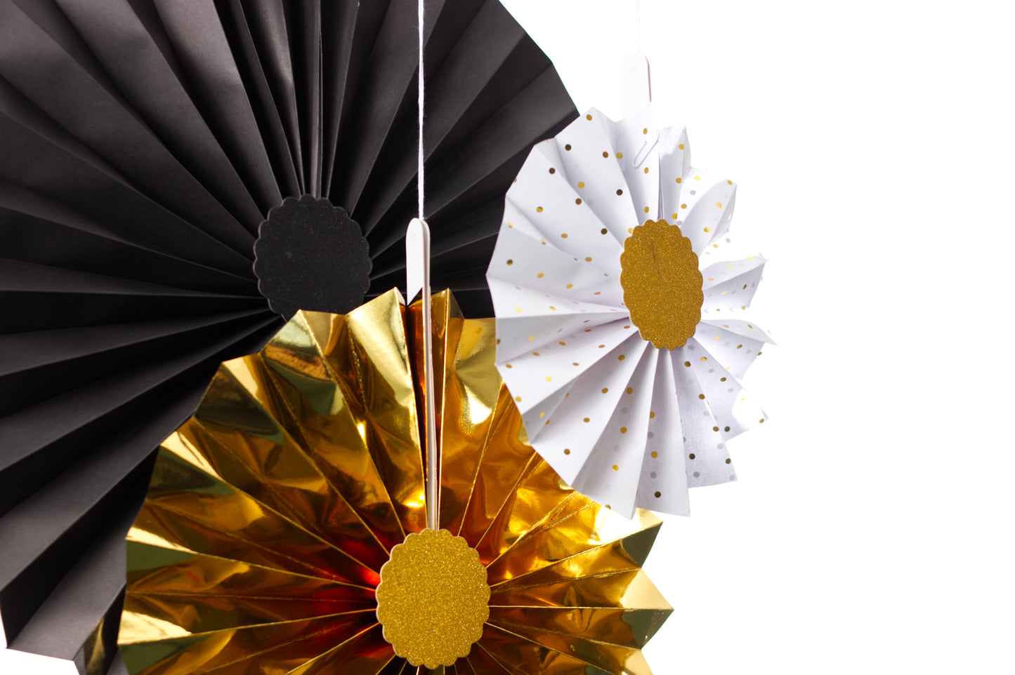 Black and Gold Fan Set - 8pcs