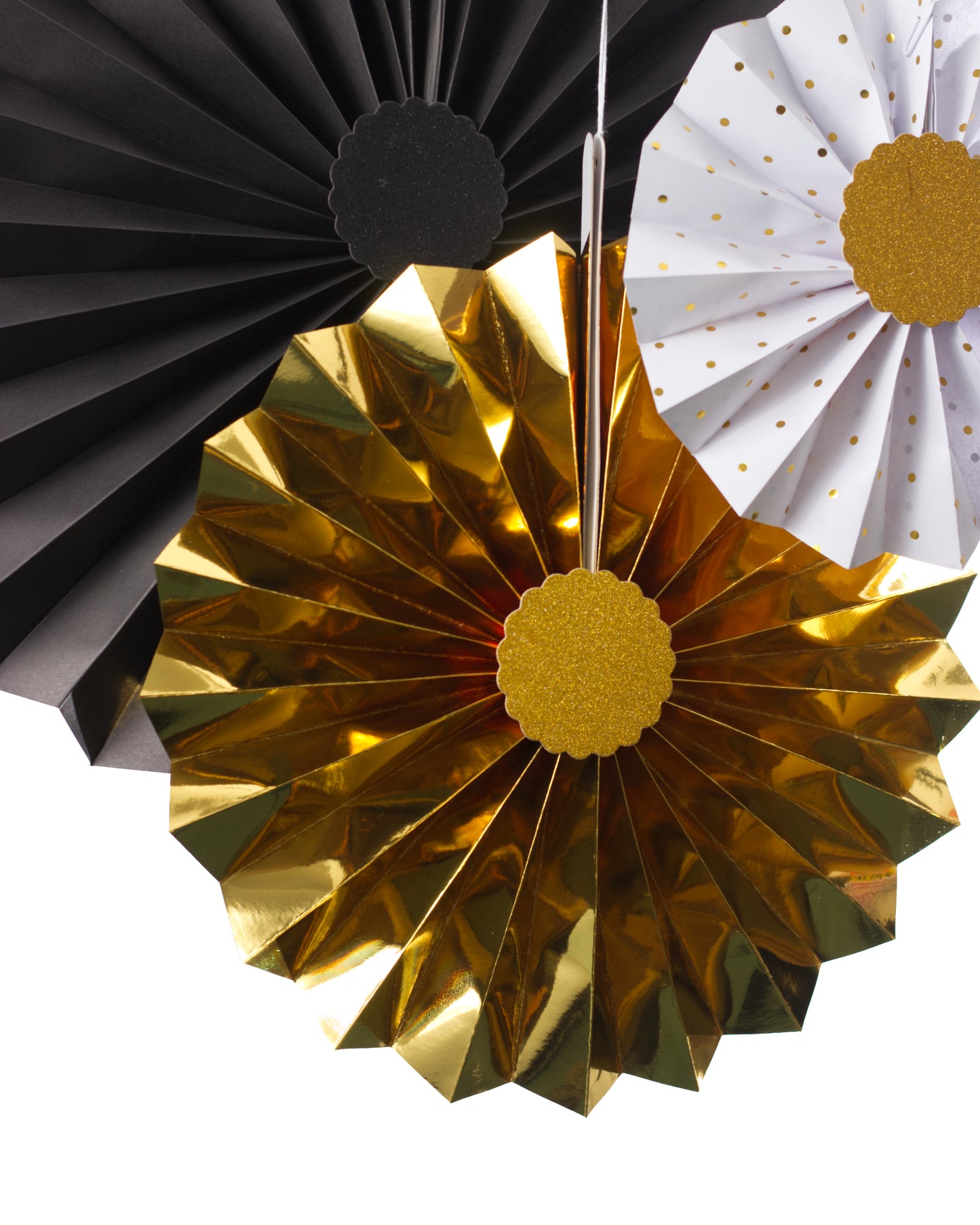 Black and Gold Fan Set - 8pcs