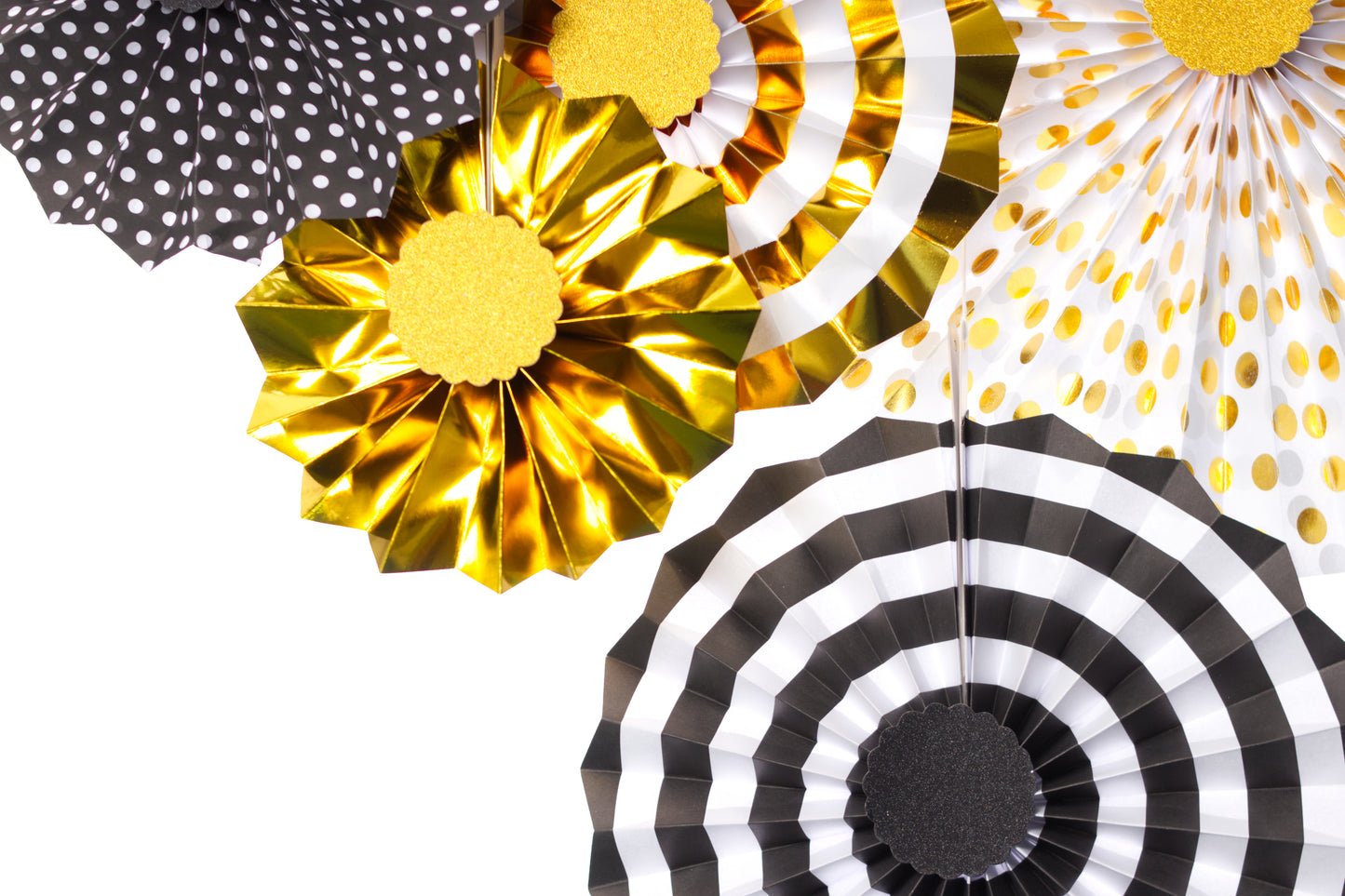 Black and Gold Fan Set - 8pcs