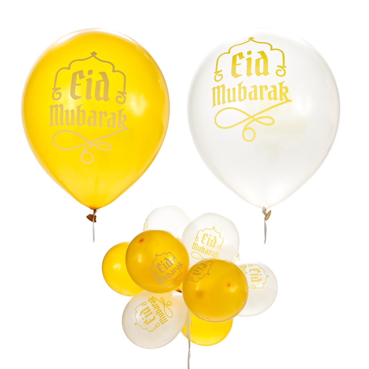 Eid Mubarak Balloons - White & Gold