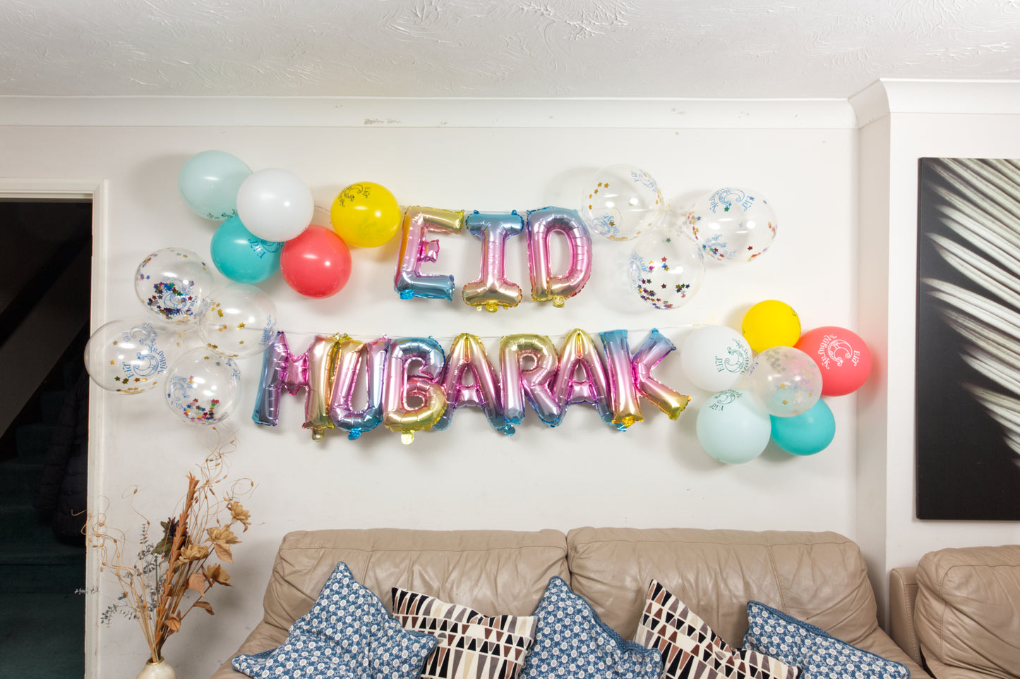 Eid Mubarak Rainbow Foil Balloons