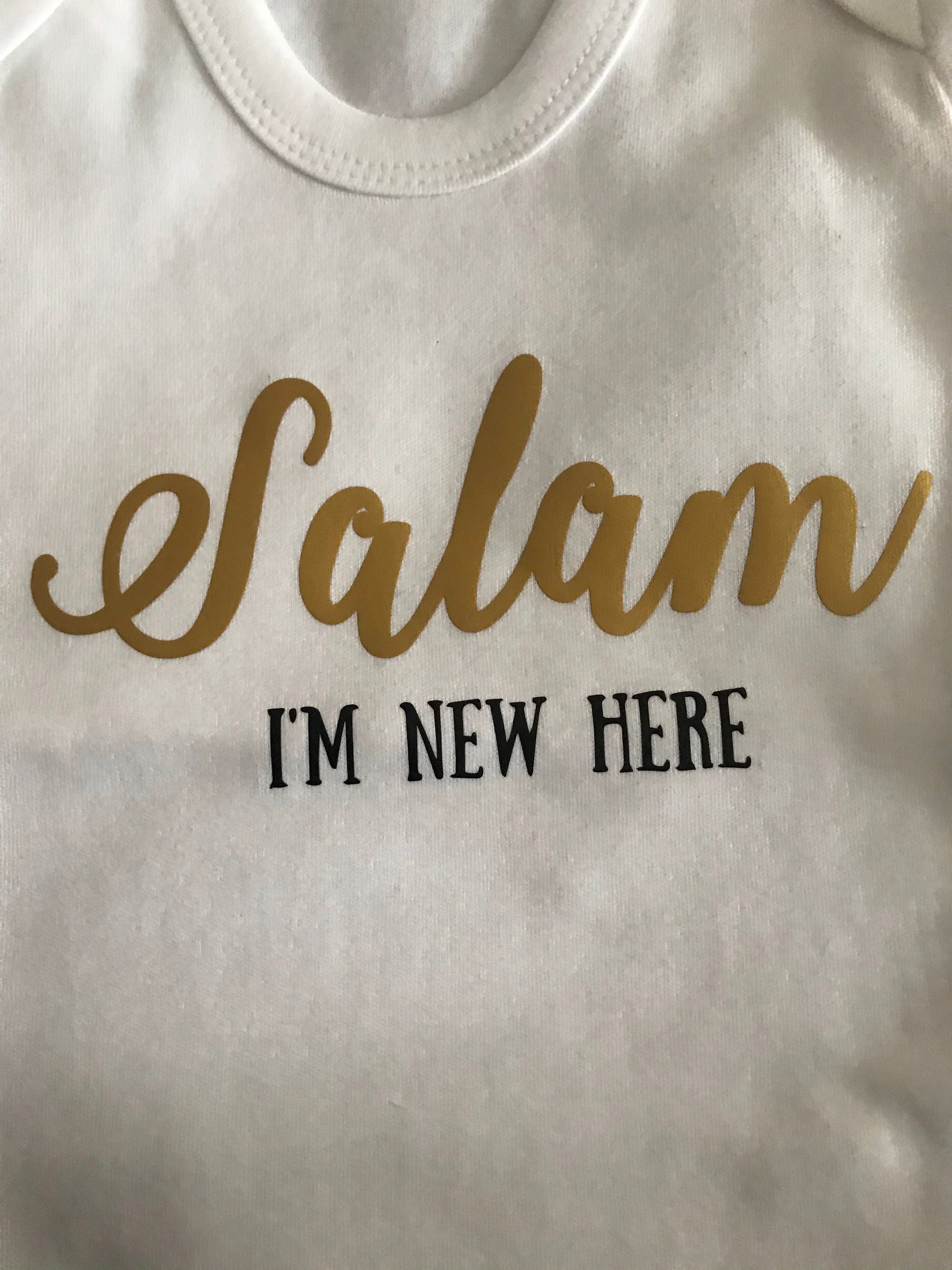Salam I'm New Here Baby Vest - Gold & Black - Anafiya Gifts