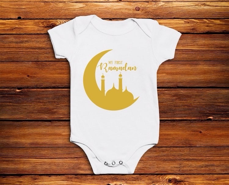 My First Ramadan Baby Vest - Gold Crescent - Anafiya Gifts