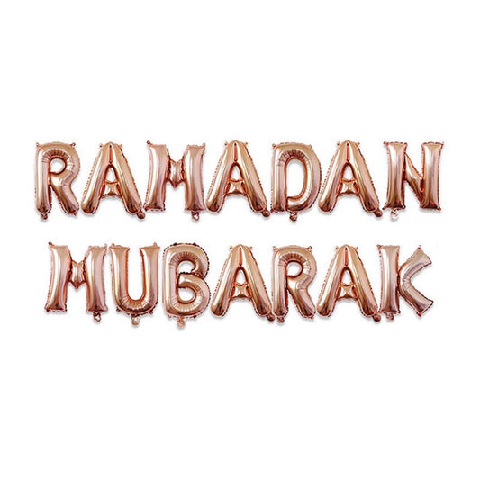Rose Gold Ramadan Mubarak Foil Balloons - Anafiya Gifts