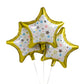 Gold & White Star Foil Balloons - Pack of 3