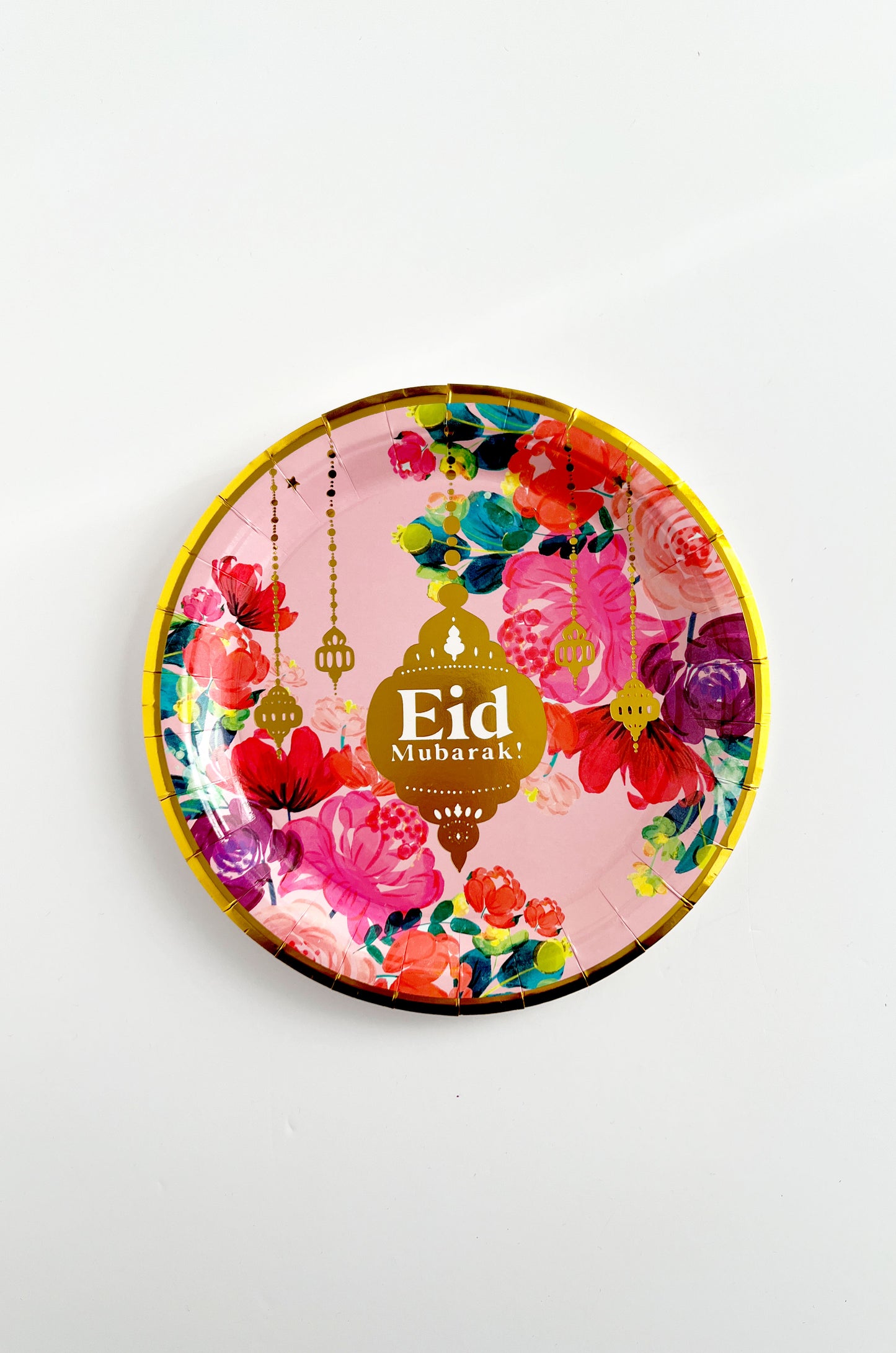 Eid Party Tableware Set - Floral Pink & Gold