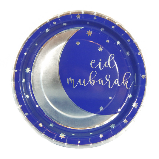 Eid Mubarak Dinner Plates - Navy and Silver
