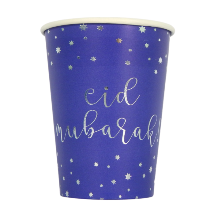Eid Mubarak Cups - Navy and Silver