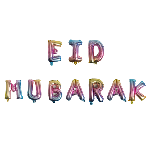 Eid Mubarak Rainbow Foil Balloons